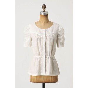 Meadow Rue Ivory Beachwood Blouse Linen Button Top